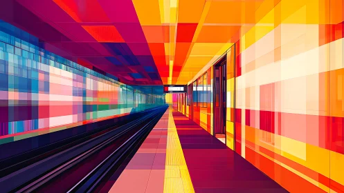Color-soaked metro platform glowing with playful city energy.