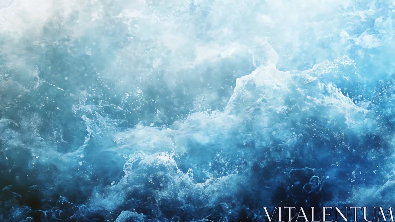 Storm-tossed water carves bright turbulence into deep blue