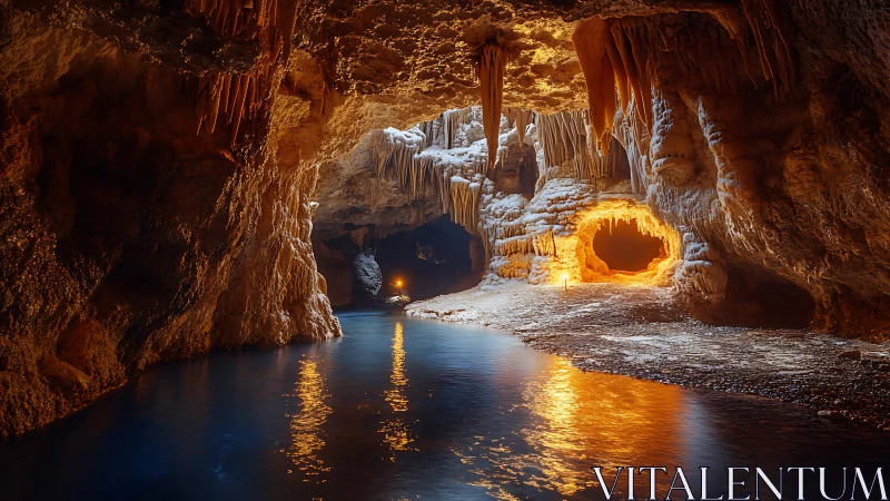 Luminous cavern river and molten‑gold chamber of hidden fire.