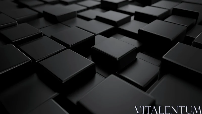 Calm black cubes forming a sleek, quietly modern landscape.