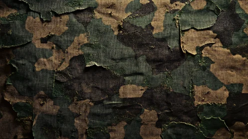 Weathered Camouflage Canvas: Time's Artistic Mark.