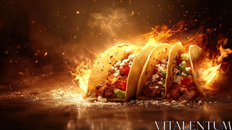 Dynamically Rendered Tacos With Volumetric Fire Effects and Particle Dispersion