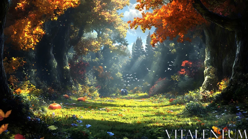 Enchanted Forest Clearing in Autumn Light