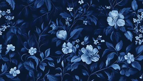 Delicate Blue and White Floral Pattern Design.