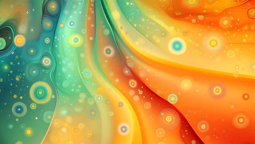 Swirling cosmic gradients glow with layered circular orbits.