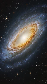 Spiral galaxy glows softly in a star-filled, peaceful cosmos