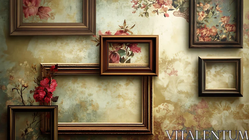 Golden frames welcome soft vintage florals into gentle focus