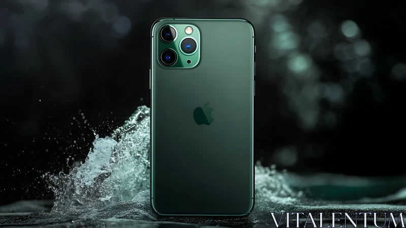 iPhone 11 Pro Max in Midnight Green with Water Splash