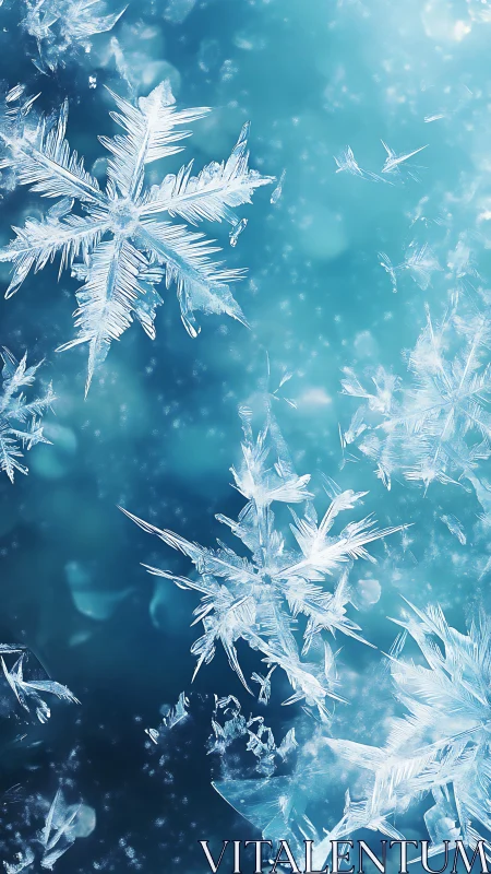 Glacial snowflake constellations drifting in quiet turquoise.