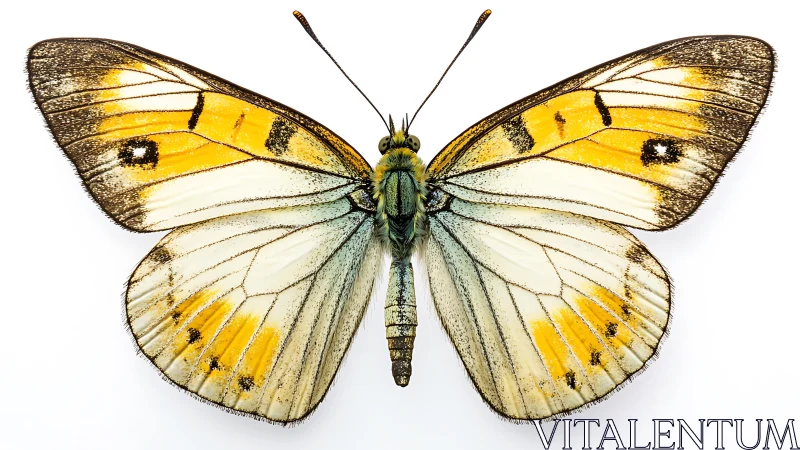 Sunlit butterfly spreads delicate yellow wings in calm detail