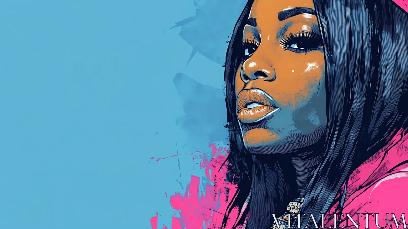 Electric blue gaze against a wild splash of neon confidence.