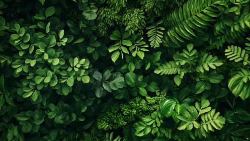 Lush tropical foliage canopy with layered verdant textures.