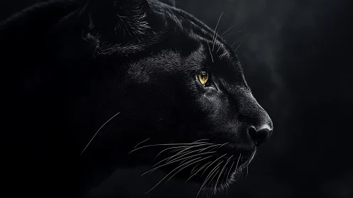 Golden-Eyed Panther Emerges From Shadow