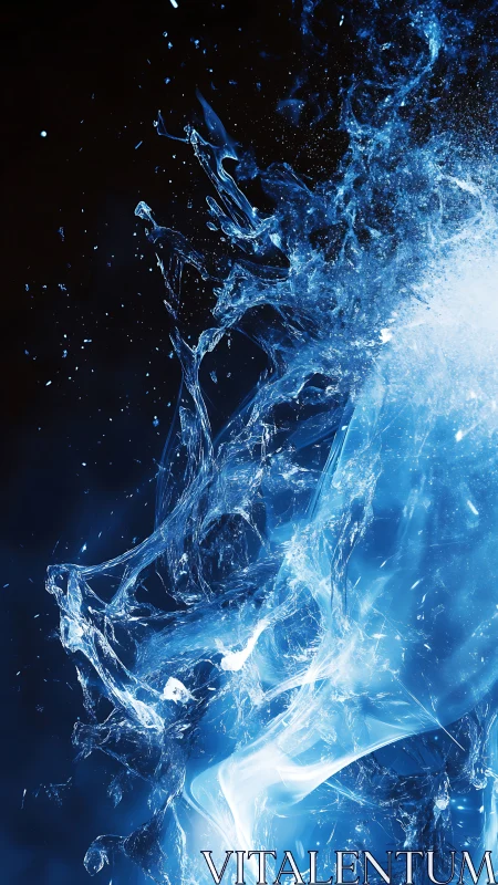 High-energy aqueous impact with luminous refraction mapping.