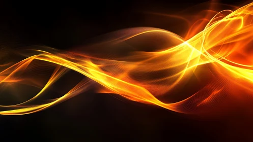 Golden Fire Flow Against Darkness.