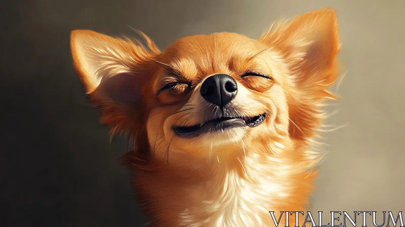 Close-up stylized portrait of small long-haired dog head.
