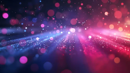 Vibrant abstract bokeh lights in blue and pink digital art style.