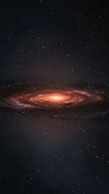 Spiral galaxy halo with radiant orange cosmic core glow.