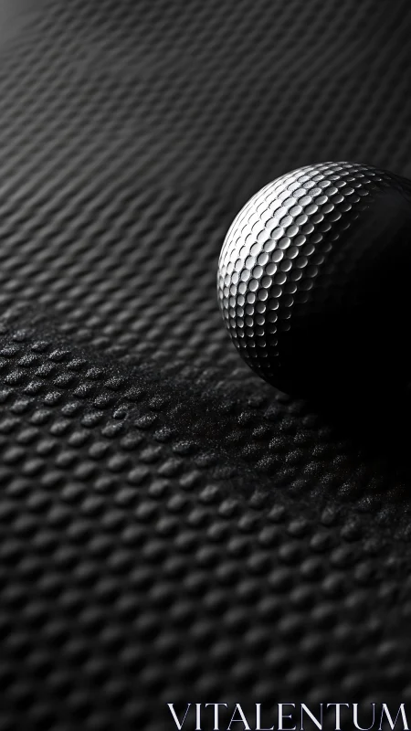 Dimples in the dark: moody macro portrait of a golf ball.