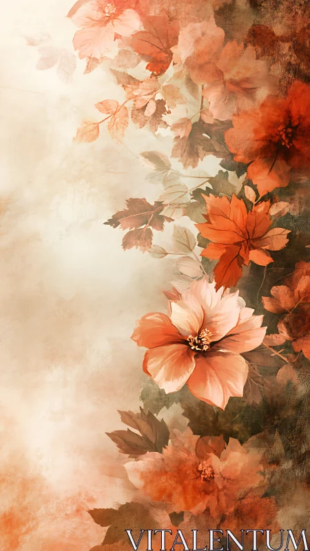 Autumn Florals Watercolor. Vintage garden flowers.