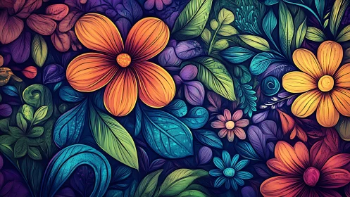 Vibrant Blooms Dance in a Jewel-Toned Garden of Wonder