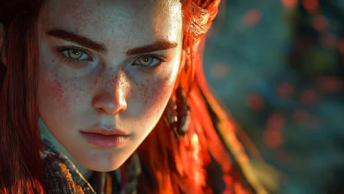 Freckled embers study the world through molten green eyes