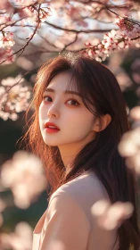 Soft petals pause as spring light crowns a quiet gaze