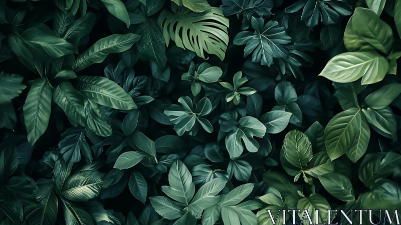 High-density tropical foliage canopy with tonal green gradients.