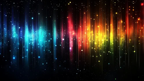 Spectrum light waves cascade through deep cosmic void.