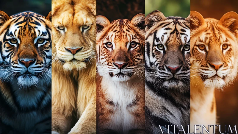 Big Cat Portraits: Tiger, Lion, Leopard, and Puma.