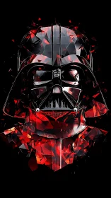 Shattered crimson shards forge a brooding sci fi helm