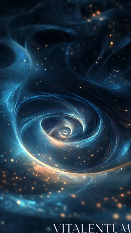 Blue spiral nebula forms luminous vortex in deep space
