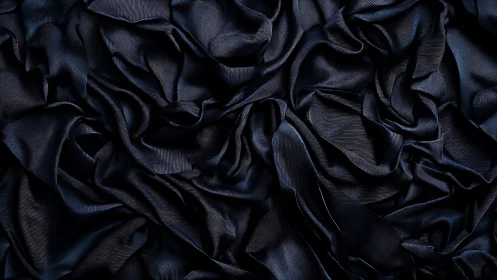 Macro study of crumpled midnight satin textile topology.