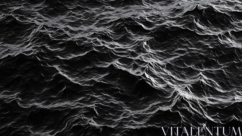 Monochrome digital seascape abstracts turbulent surface detail