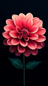 Coral pink dahlia flower displayed against dark background