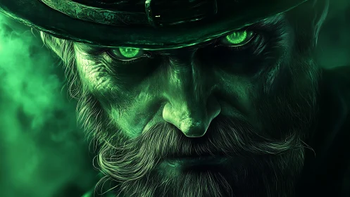 Emerald-eyed outlaw under spectral green lantern skies.