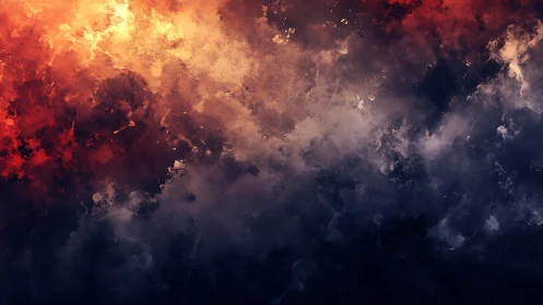 Dramatic Apocalyptic Cloudscape with Fiery Orange and Deep Navy Gradient