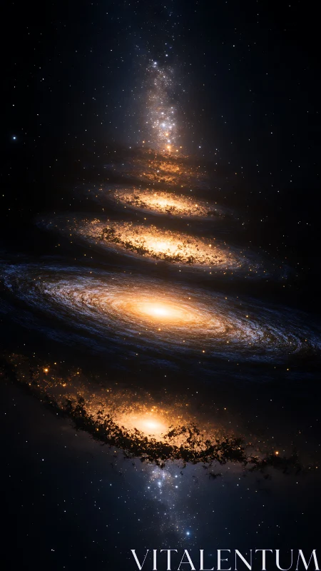 Stacked spiral galaxies aligned in a vertical cosmic column