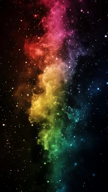 Vertical multicolor nebula cloud spans star filled space
