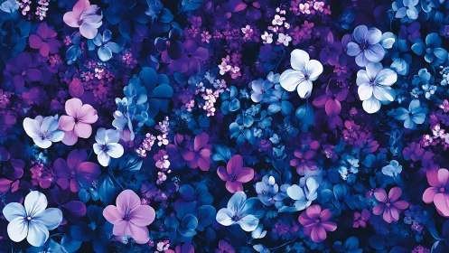 Midnight Bloom Symphony: A Dance of Ethereal Flowers.