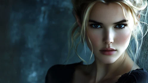 Intense portrait shows woman staring into soft side light