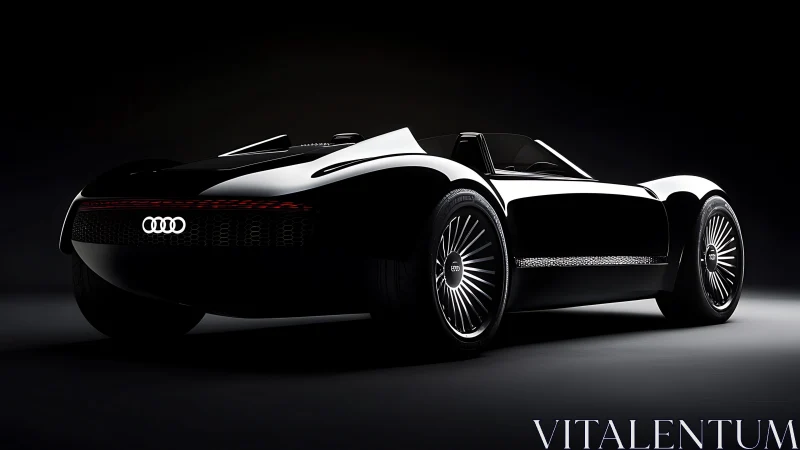 Rear three-quarter view of black Audi concept roadster.