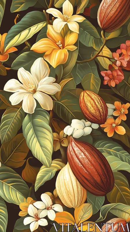 Tropical Blooms Dance in Warm Botanical Splendor