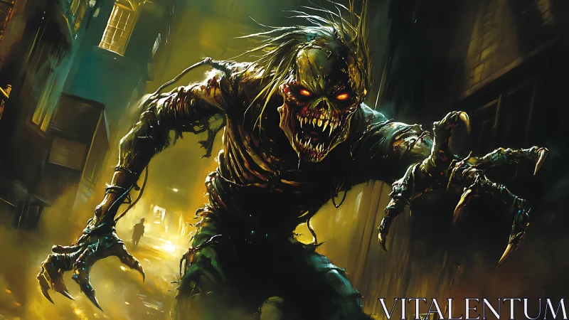 Alleyway terror lunges forward, eyes burning like furnace coals.