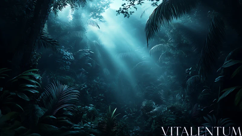 Mystical Jungle Canopy Illuminated by Ethereal Rays