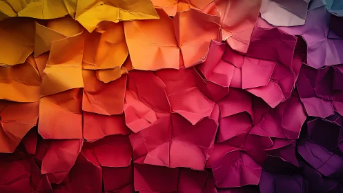 Folded polygonal surface forms graded warm color field