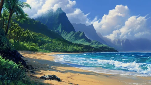 Emerald Cliffs Meet Turquoise Waves: Paradise Shore.