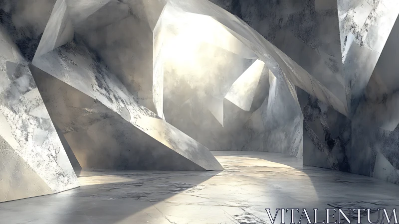 Light carves crystalline corridors through frozen concrete