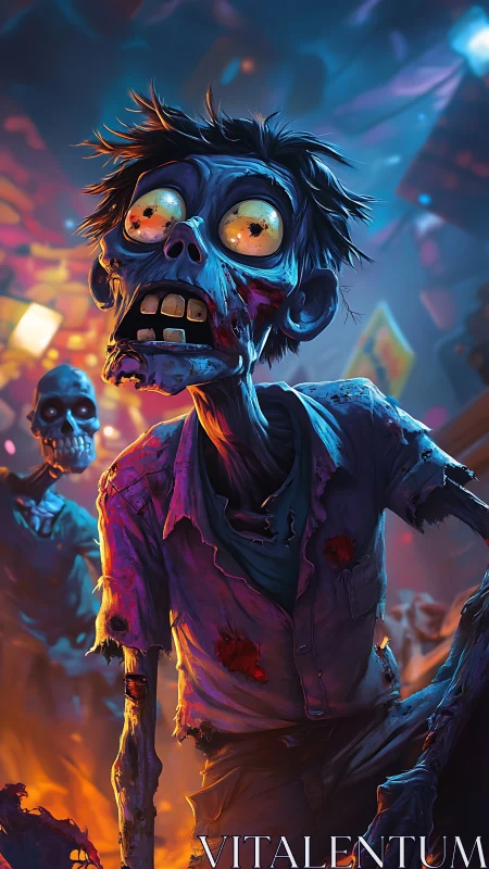 Neon-lit undead horde with expressive cel-shaded textures.