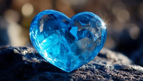 Crystalline Blue Heart Glowing With Radiant Light.